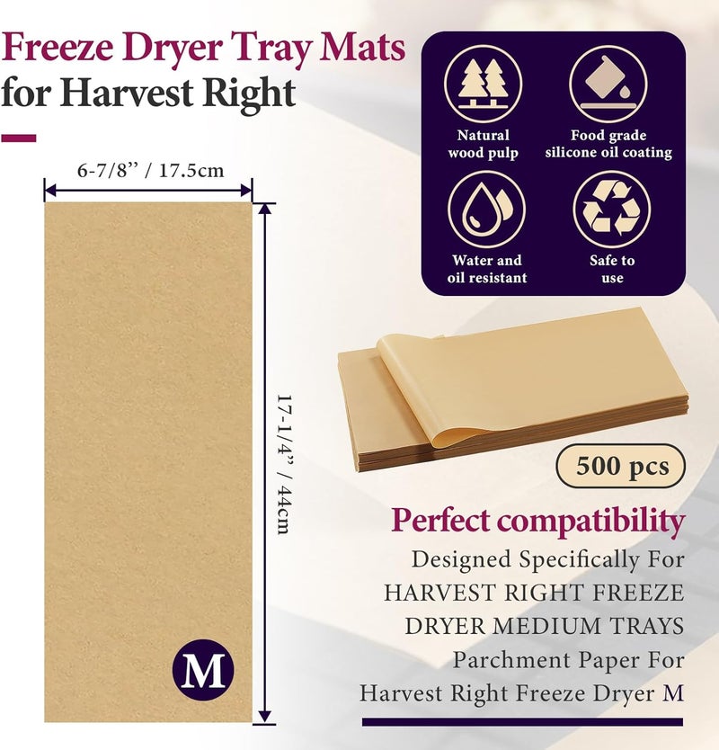 chaseroad 500 Packs Parchment Paper Sheets for Harvest Right Freeze Dryer - Harvest Right Freeze Dryer Accessories for Medium Trays, Parchment Sheets, Freeze Dryer Tray Mats for Harvest Right(17" x 6.8") - Image 2